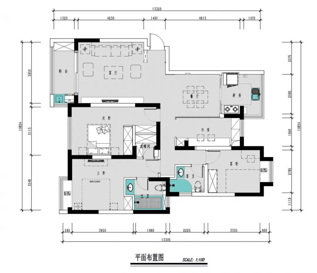 南京聚寶山莊137平米現(xiàn)代風(fēng)格裝修 年輕人的婚房可以這樣裝修04平面布置圖