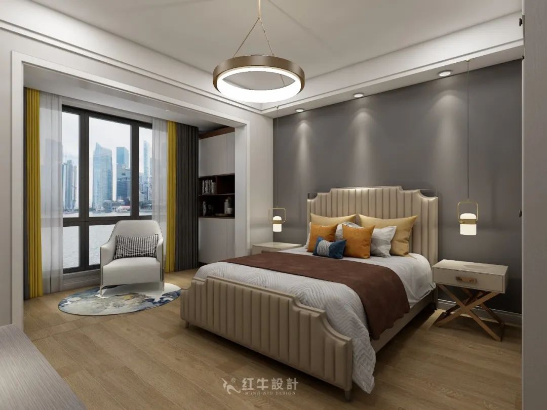 熊皓宇_同曦國際廣場140㎡輕奢風格--改善性住房應該這樣設(shè)計09主臥設(shè)計