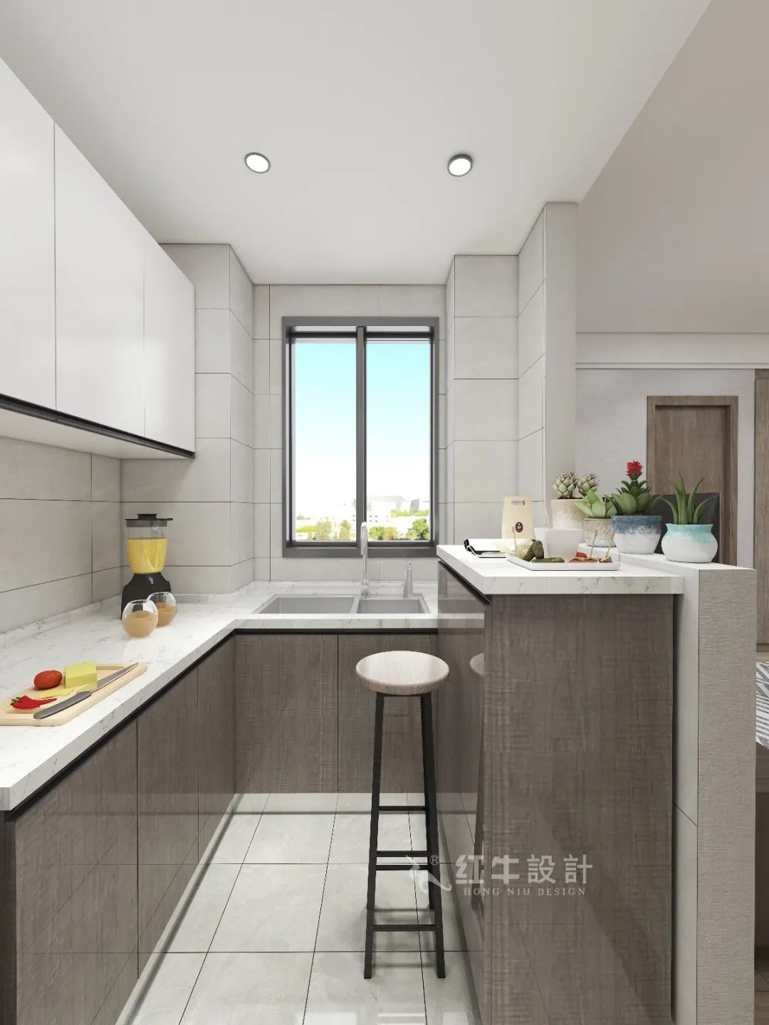劉萍萍_花崗鴻福城132㎡現(xiàn)代簡約風(fēng)格_兩套小戶型打通變大宅，中西雙廚房+衣帽間打造品質(zhì)生活！08開放式廚房