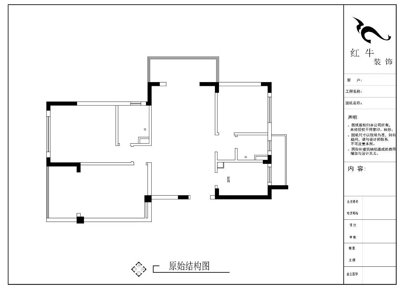 成品家一號_紫金華府108㎡簡約現(xiàn)代風14原始結構圖