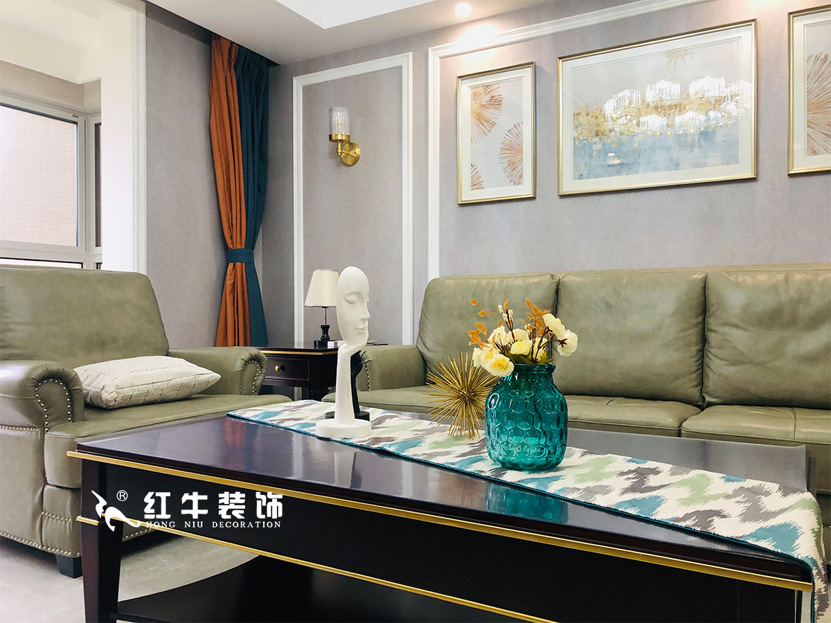 【實景案例】張智猿_紫金未來城-140㎡-美式輕奢風(fēng)格_全包20萬04沙發(fā)背景