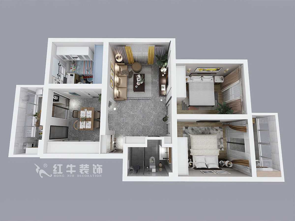魏明花_南農大72-101-95㎡-北歐風格_3室2廳1衛(wèi)_成品家¥142000_全包14萬00鳥瞰圖