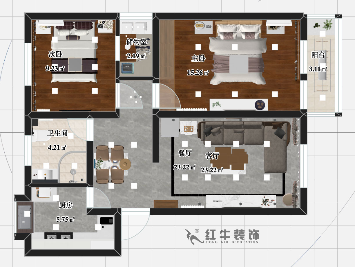 張智猿_九華山2號201-80㎡-簡約風格_2室2廳1衛(wèi)(舊房裝修)_成品家¥115756_全包11