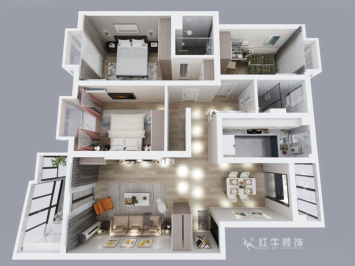 房亮_楓丹白露21-102-125㎡-現(xiàn)代簡(jiǎn)約風(fēng)格_3室2廳2衛(wèi)(老房裝修)_定制家¥214554_全包22萬(wàn)00_04鳥(niǎo)瞰圖