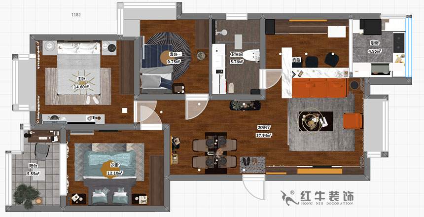 顧娟_東城水岸2-106-115㎡-現(xiàn)代風(fēng)格_3室2廳1衛(wèi)（舊房裝修）_定制家￥154340_全包17萬00_03彩平圖