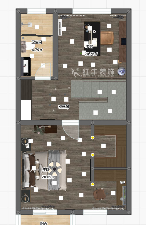 陸利民_香地美舍602-156㎡-新中式風格_5室2廳3衛(wèi)(新房裝修)_定制家¥208000_全包25萬00_10二樓彩平圖