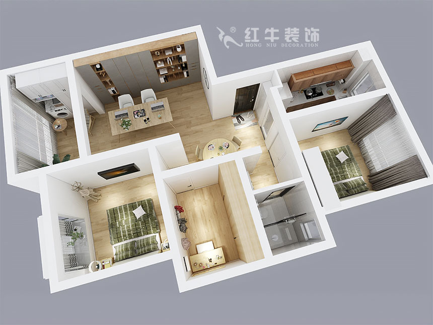 魏利利_津橋華府82㎡現(xiàn)代簡(jiǎn)約｜顛覆傳統(tǒng)客廳，即是休閑書吧又是影院03鳥瞰圖