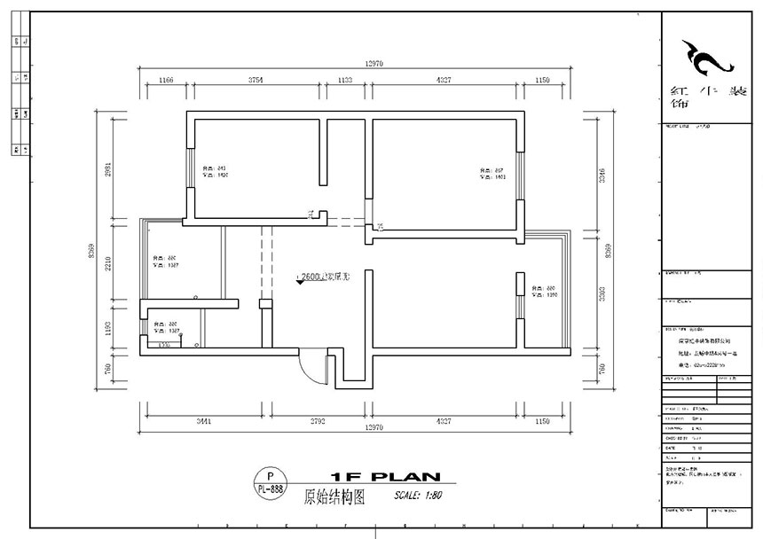顧娟_全福小區(qū)10-201-90㎡-現(xiàn)代風(fēng)格_2室2廳1衛(wèi)(舊房裝修)_半包¥66800_全包13萬(wàn)00_01原始結(jié)構(gòu)圖