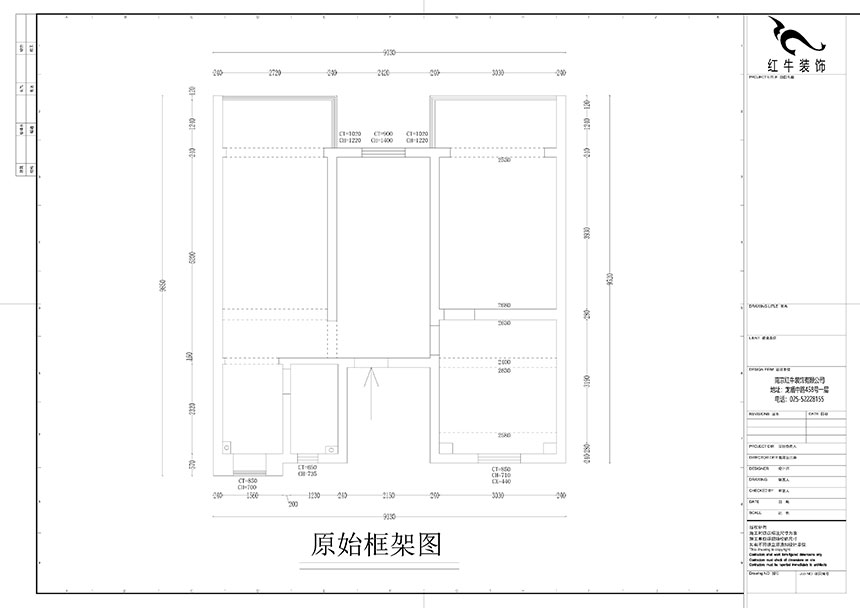 孟憲濤_良友里4-2-603-85㎡-現(xiàn)代風格_3室1廳1衛(wèi)（二手房裝修）_定制家￥89000_全包9萬00_01良友里4-603原始框架圖