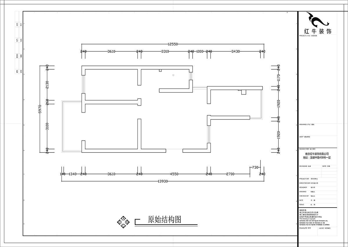 張智猿|銀龍花園1期35-301-60㎡-現(xiàn)代簡(jiǎn)約風(fēng)格|2室1廳1衛(wèi)|老房裝修|定制家¥120000|全包10萬(wàn)|00_01原始結(jié)構(gòu)圖