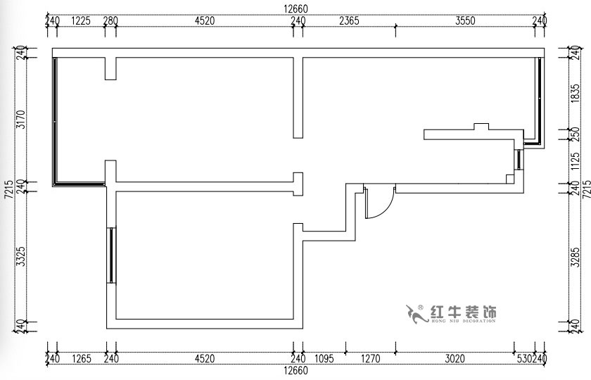 張桐瑋|天津新村25-304-64㎡-現(xiàn)代簡(jiǎn)美風(fēng)格|2室1廳1衛(wèi)|老房裝修|定制家¥71800|全包10萬(wàn)|00_01原始結(jié)構(gòu)圖