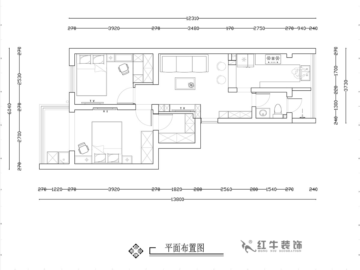 【實(shí)景案例】張智猿|熱河南路308小區(qū)11-3-201-60㎡-簡(jiǎn)約風(fēng)格|2室1廳1衛(wèi)|老房裝修|成品家¥92700|全包12萬(wàn)|00_02平面布置圖