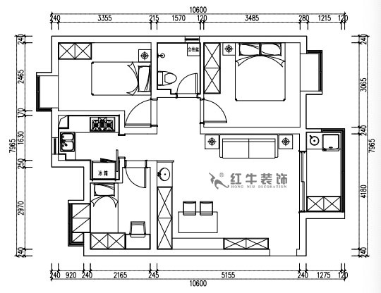 張桐瑋|江雁依山郡23-901-76㎡-現(xiàn)代簡約風(fēng)格|3室1廳1衛(wèi)|舊房改造|定制家¥93180|全包10萬|00_02平面方案布置圖