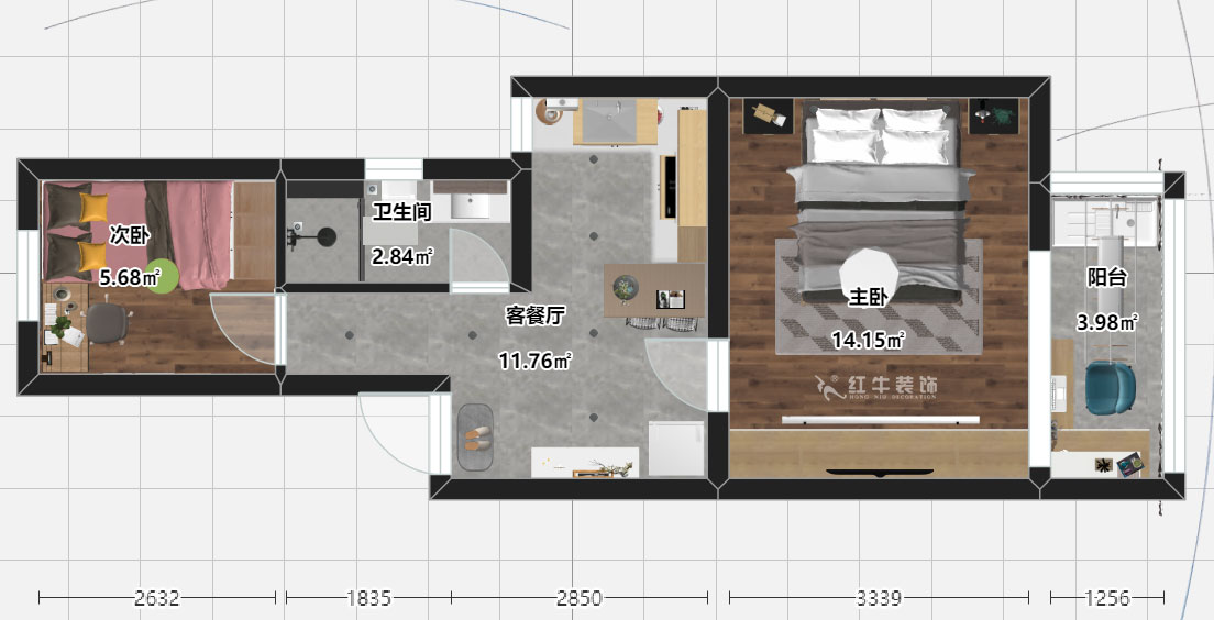 劉曉芳|老虎頭41-701-50㎡-現(xiàn)代風(fēng)格|2室1廳1衛(wèi)|老房裝修|定制家¥88740|全包8