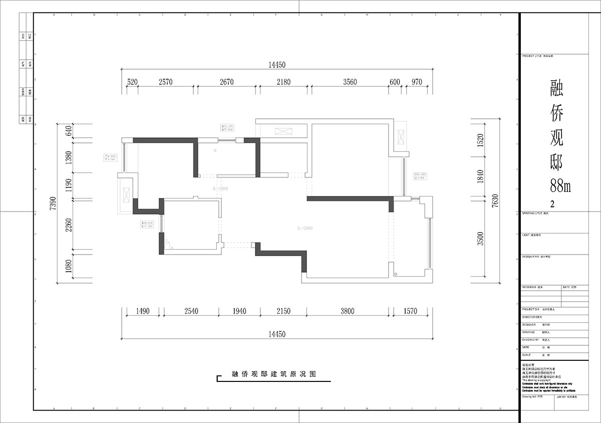 【實景案例】張桐瑋|融僑觀邸-88㎡-黑白極限風|3室2廳1衛(wèi)|新房裝修|定制家|全包12萬|00_01建筑原況圖