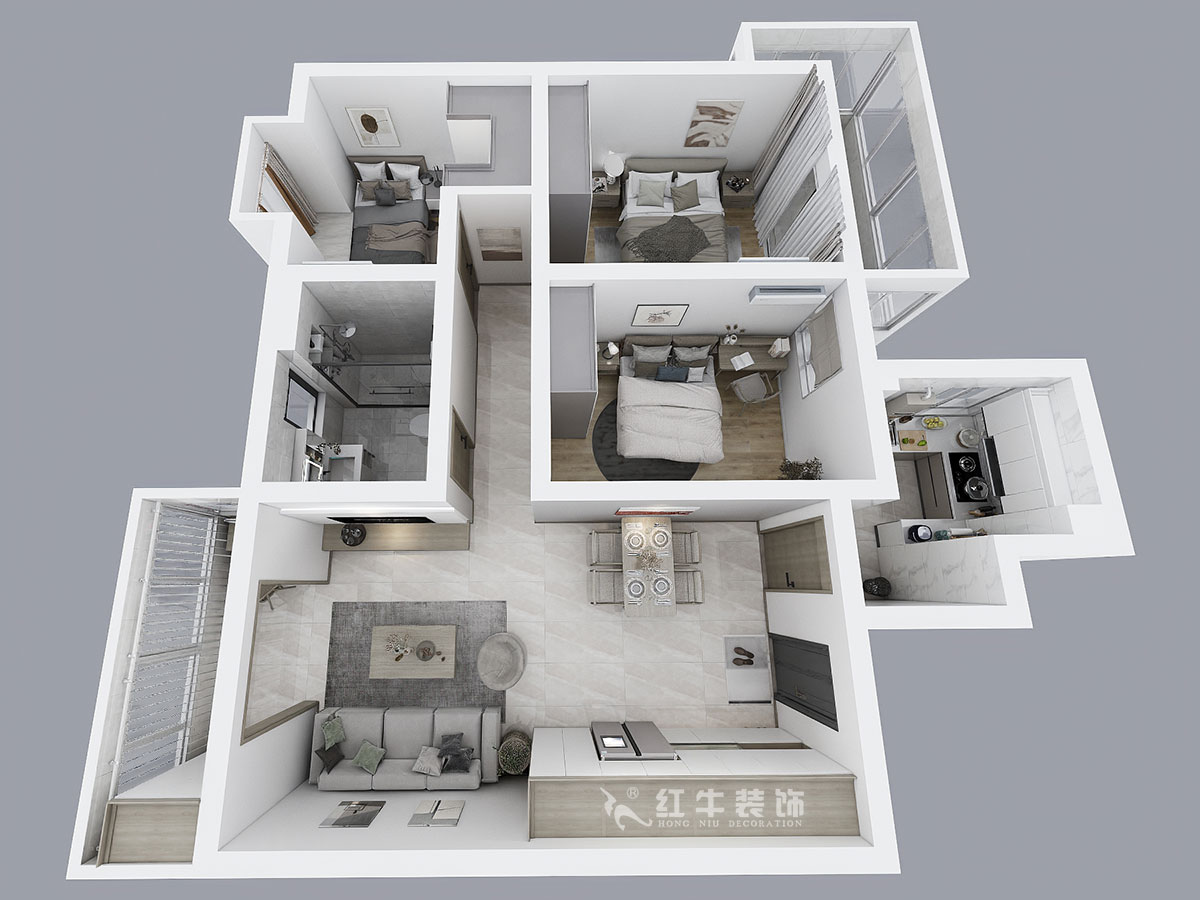 陶陽|雙和園2-1401-115㎡-現(xiàn)在簡約風(fēng)格|3室2廳1衛(wèi)|毛坯房裝修|定制家|全包14萬|00_04鳥瞰圖