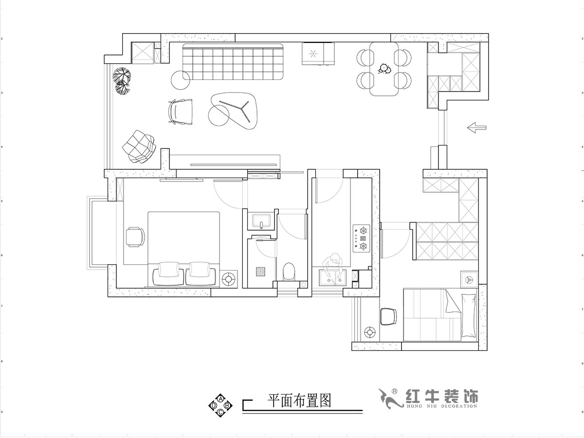 張智猿｜華山山莊4-1102-89㎡-現(xiàn)代風格｜2室2廳1衛(wèi)｜老房裝修｜定制家￥130859｜全包14萬｜00_02平面布置圖