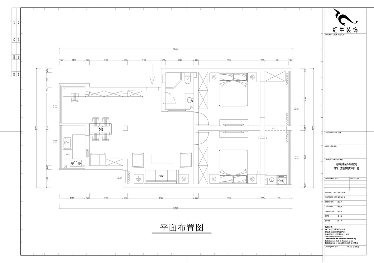 孟憲濤|估衣廊18-3-305-100㎡-簡約風(fēng)格|3室2廳1衛(wèi)|老房裝修|定制家|全包14萬|00_02平面布置圖