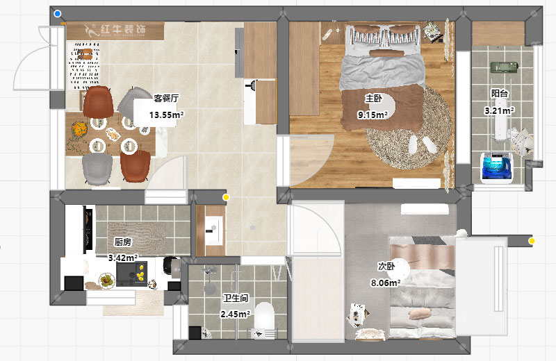賈庭|化建二村2-304-50㎡-現(xiàn)代風(fēng)格|2室1廳1廚1衛(wèi)|新房裝修|定制家|全包8