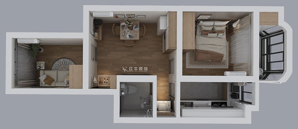 高靈慧|南苑臺園26號9-401-60㎡-北歐風格|2室1廳1衛(wèi)|老房裝修|定制家|全包9萬|00_04鳥瞰圖