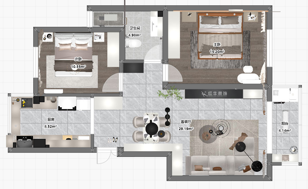 賈庭｜標(biāo)營4號27棟4-707-88㎡-現(xiàn)代風(fēng)格｜2室2廳1廚1衛(wèi)｜老房裝修｜定制家｜全包10