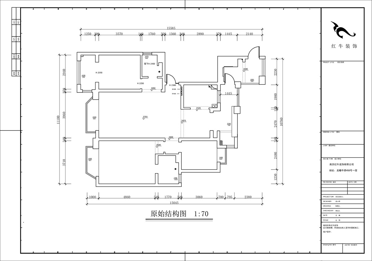 蔣?。鸪?1-3-2206-140㎡-法式奶油風格｜3室2廳2衛(wèi)｜新房裝修｜定制家｜全包23萬｜00_01原始結構圖