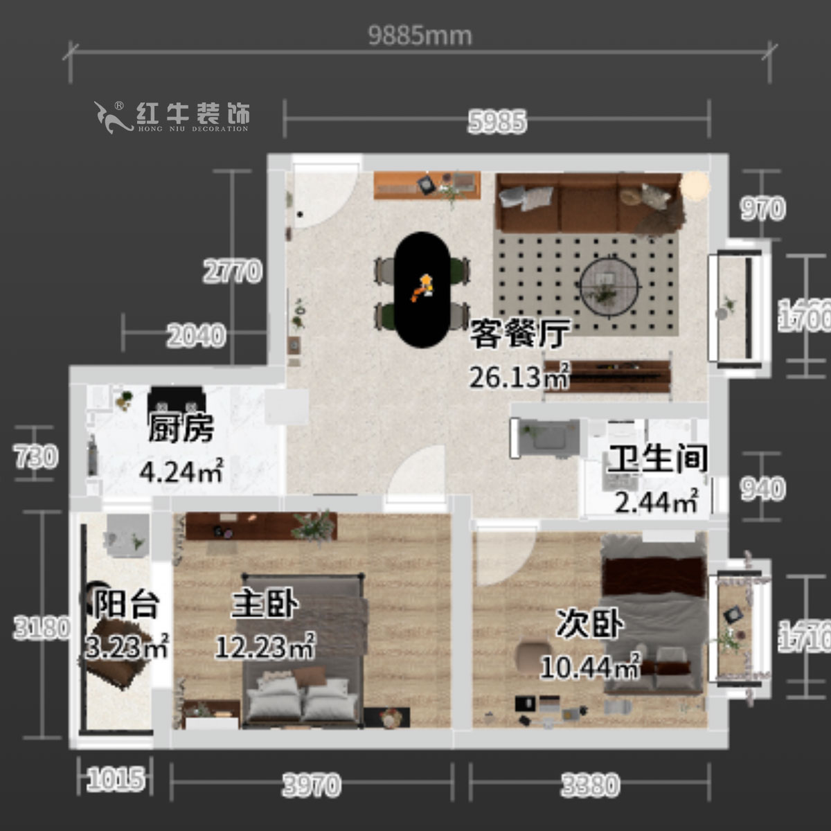 蔣?。偌液骰▓@倫敦城23-801-75㎡-復(fù)古風(fēng)｜2室1廳1衛(wèi)｜二手房裝修｜定制家｜全包12萬｜00_03平面彩圖