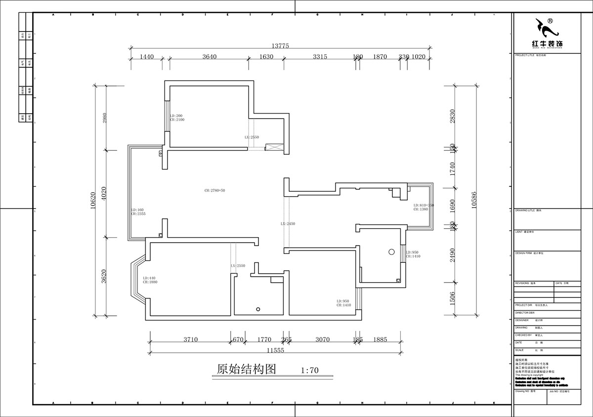 蔣?。汩坷?-2-901-108㎡-現(xiàn)代簡(jiǎn)約風(fēng)格｜3室2廳2衛(wèi)｜老房裝修｜定制家｜全包16萬(wàn)｜00_01原始結(jié)構(gòu)圖