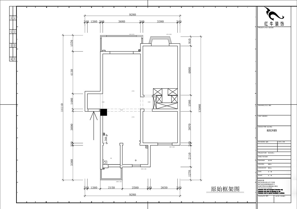 蔣琛｜香榭里8-2-902-100㎡-現(xiàn)代簡約風格｜2室2廳1衛(wèi)｜老房裝修｜定制家｜全包14萬｜00_01原始框架圖
