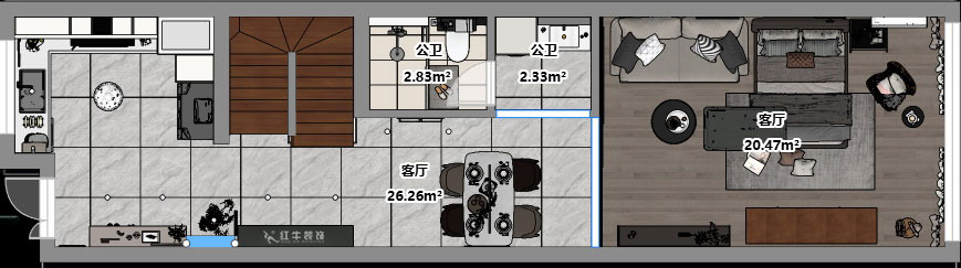 吳波|錦虹美苑15-802-65㎡-現(xiàn)代風格|2室1廳1衛(wèi)|舊房裝修|定制家|全包10萬|00_03平面彩圖