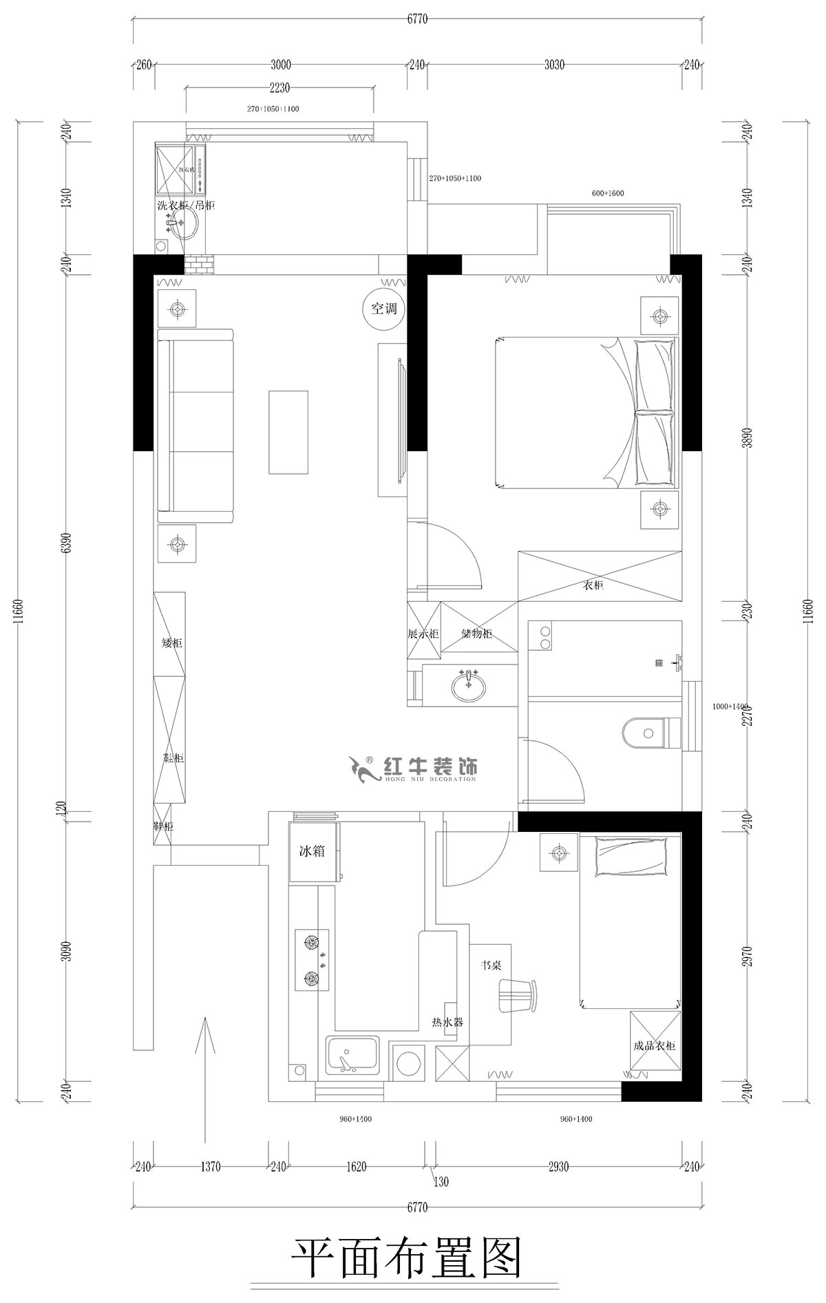 孟憲濤|紫境東苑5-1206-71㎡-現(xiàn)代簡約風(fēng)格|2室1廳1衛(wèi)|新房裝修|定制家|全包10萬|00_02平面布置圖