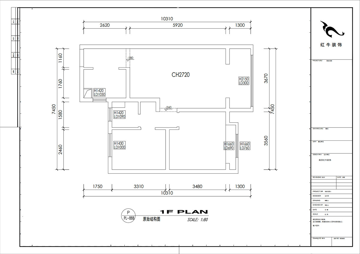 劉小勇｜望江春和園8-1904-80㎡-現(xiàn)代簡約風(fēng)格｜2室1廳1衛(wèi)1廚1陽臺(tái)｜新房裝修｜定制家｜全包9萬｜00_01原始結(jié)構(gòu)圖